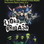 Plakat na koncert Rock Noc. Na czanrym tle zdjęcia występujących zespołów i ich nazwy oraz info o imprezie.